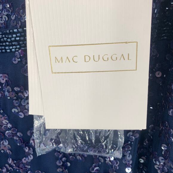 MAC DUGGAL Dress Size 14 Evening Gown Sequin Beaded Navy Blue NEW V Neck - Picture 3 of 7